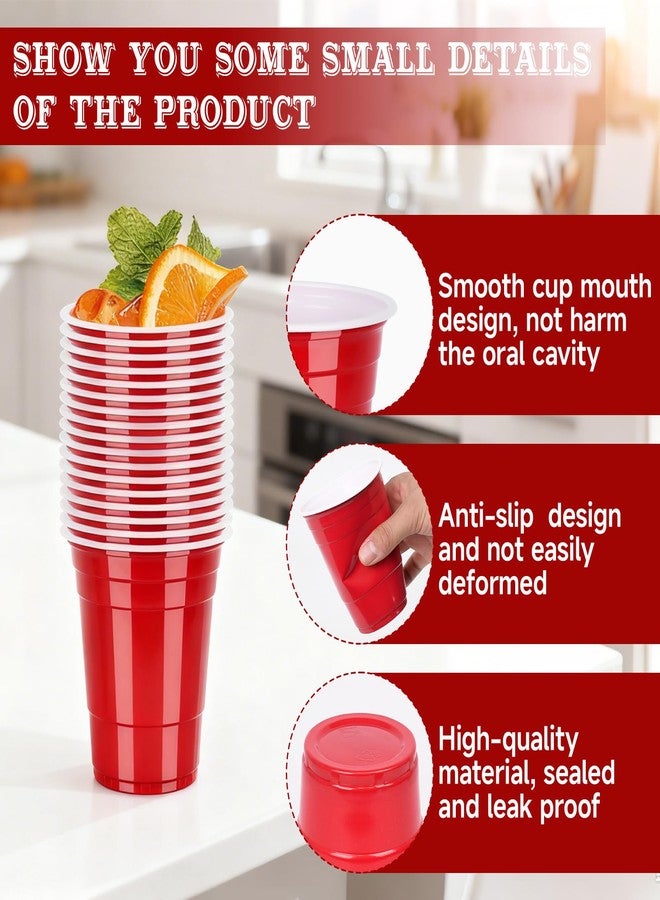 Pineburg 100 Pack 16 oz Valentine's Day Plastic Cups, Red Disposable Cups for Drinking Snacks,Plastic Party Cups for Carnival Weddings Birthday Party Supplies(red) - Image 3